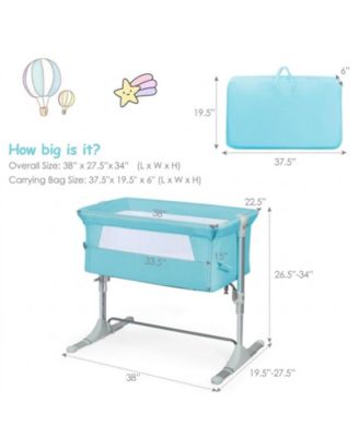 Baby Portable Bedside Bassinet Sleeper with 4 Adjustable Heights and Carrying Bag