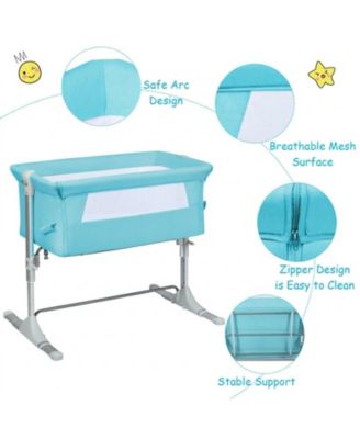 Baby Portable Bedside Bassinet Sleeper with 4 Adjustable Heights and Carrying Bag