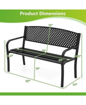 Metal Outdoor Patio Bench with High Back for 2-3-Person Seating