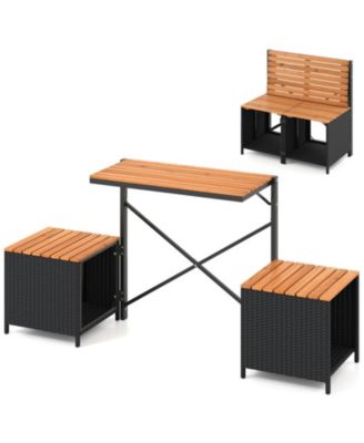 2-in-1 Convertible Picnic Table and Bench Set with Built-in Storage