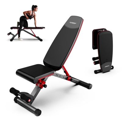 Adjustable Weight Bench with Leg Extension and Preacher Pad, 800 lbs Capacity (HRM-608G)