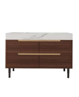 35.4 Inch Farmhouse Bathroom Vanity Sintered Stone Top Undermount Sink 4 Drawers Storage Freestanding or Wall Mounted Design