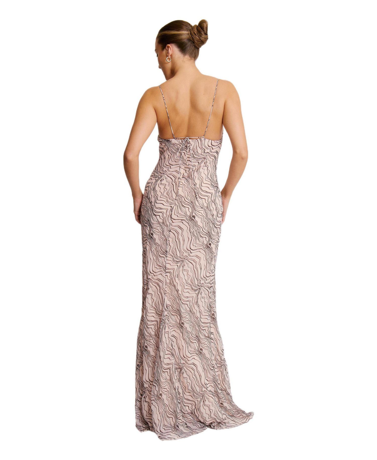 Women's Strappy Coursage Beaded Maxi Dress