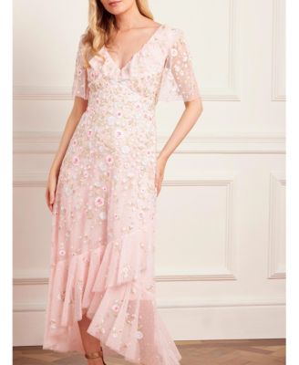 Women's Ethereal Blooms Frill Ankle Gown