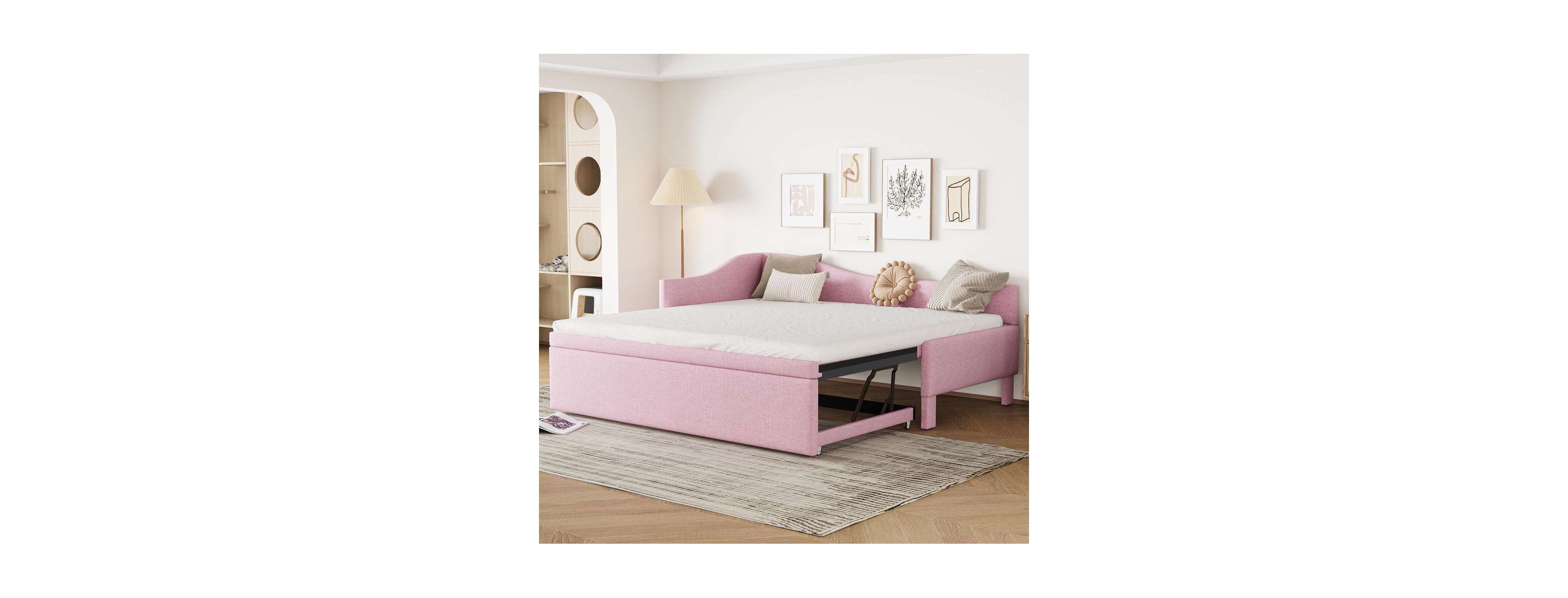 Streamdale Furniture Shaped Upholstered Daybed with Pop Up Trundle