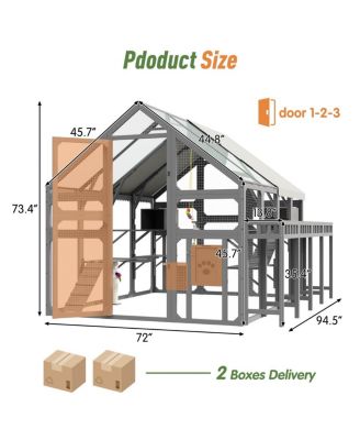 Multi-Level Cat House with Planter Stand, Bridge, Waterproof Roof for Outdoor Use