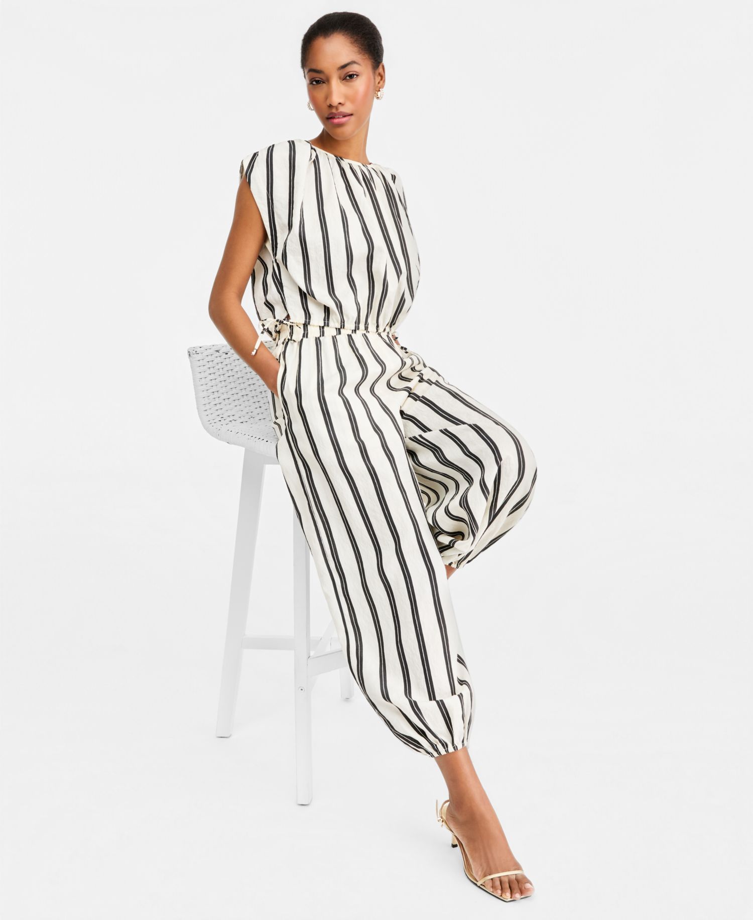Women's Emma Striped Side-Tie Crop Bubble Top