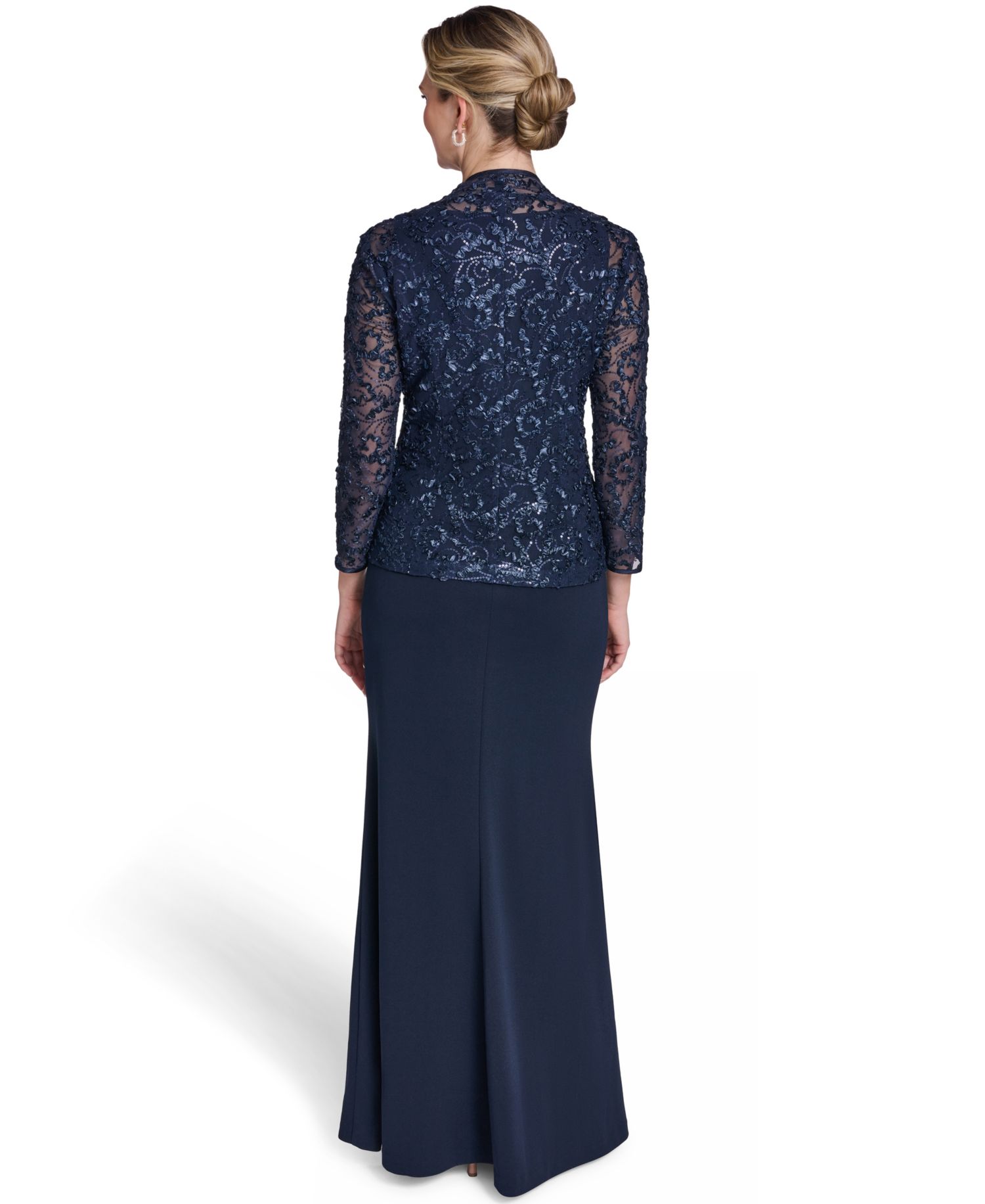 Women's Jewel Neck Jacket Ball Gown
