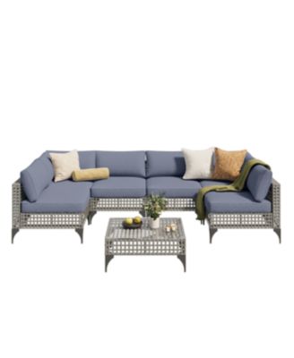 7-Piece Patio Outdoor Furniture Set, Boho Outdoor Sectional Set