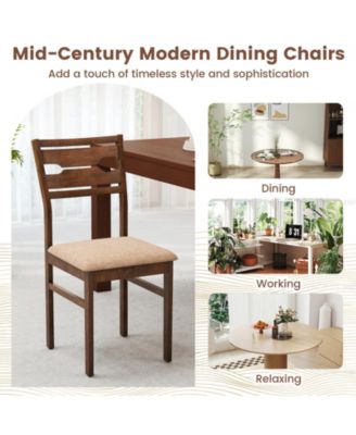 Padded Dining Chairs Set of 2 with Rubber Wood Frame and Polyester Cushion