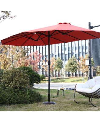 14.8Ft Double Sided Outdoor Umbrella Rectangular Large with Crank, No Base
