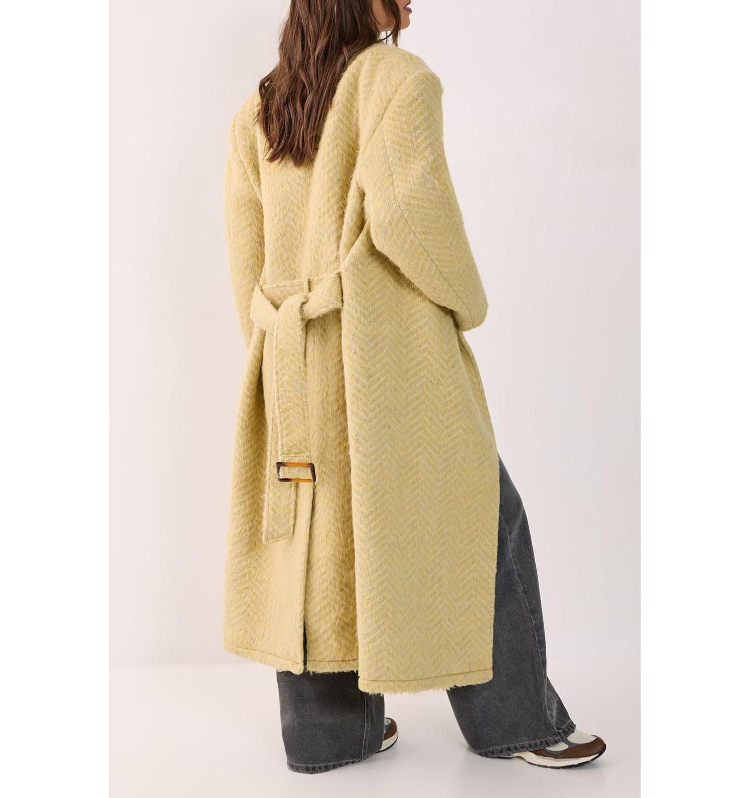 Women's Double Breasted Brushed Herringbone Coat