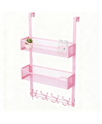 16 Hooks Over Door Organizer with Mesh Baskets for Space Saving Storage