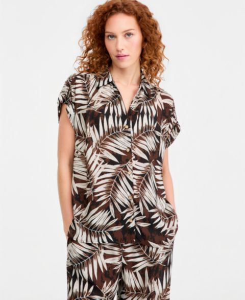 Женская рубашка Jones New York Printed Collared Neck, цвет: Разноцветный