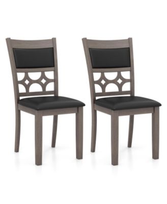Upholstered Dining Chairs Set of 2 with Padded Backrest and Seat, Rubber Wood Frame