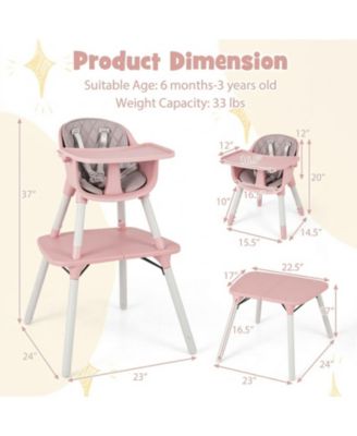 Baby 4-in-1 Convertible Table and Chair Set with PU Cushion and Safety Harness