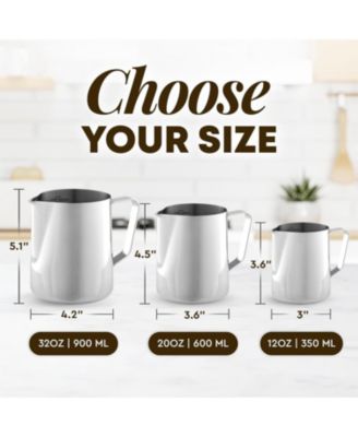 12oz Stainless Steel Frothing Pitcher with Measurement Markings