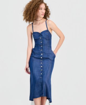 guess blue maxi dress Eco Blue Long Sleeve Farrah Dress main image 1