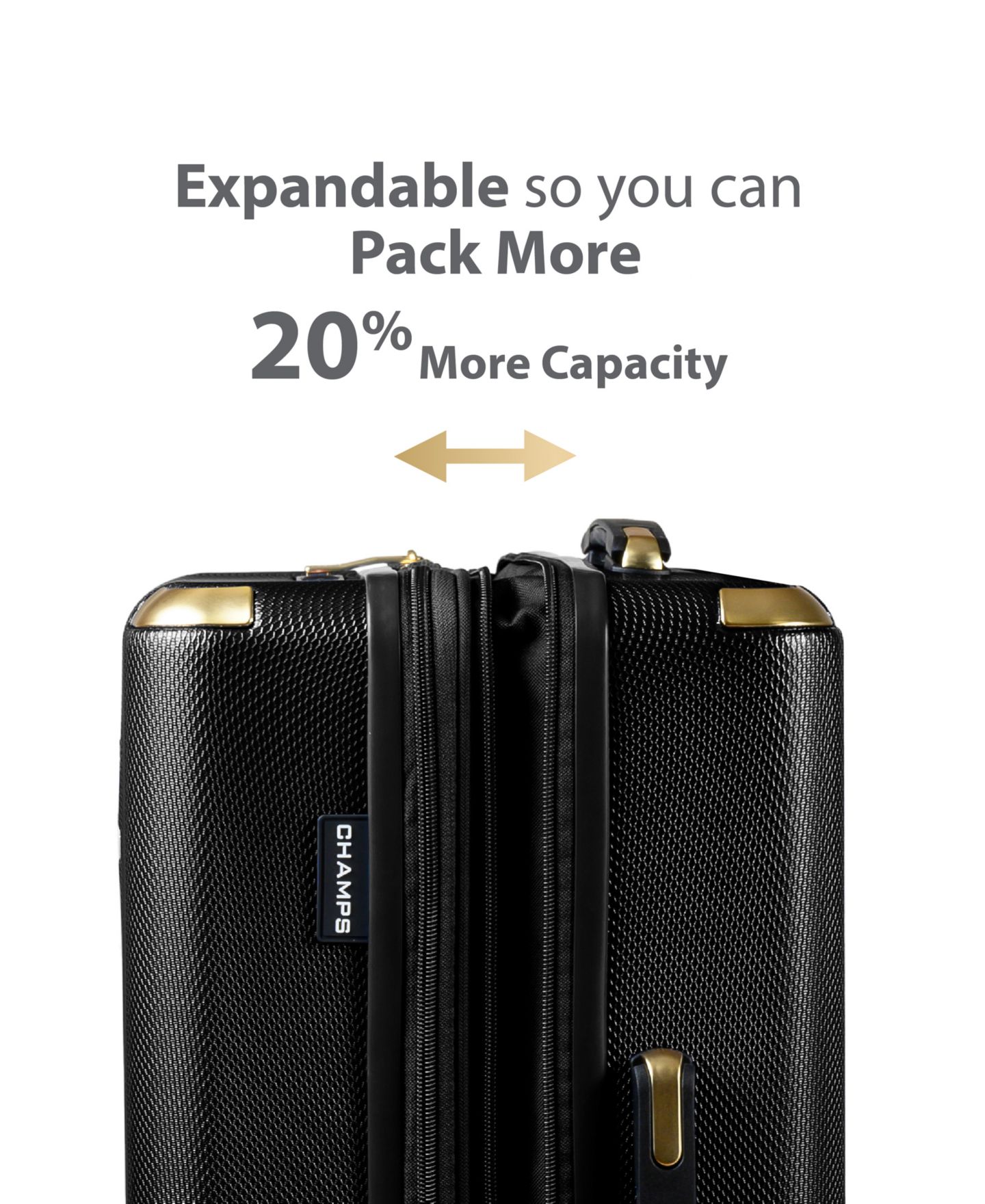Чемоданы CHAMPS 3-Piece Luxe II Collection Hardside Luggage Set, цвет: Чёрный — фото 14