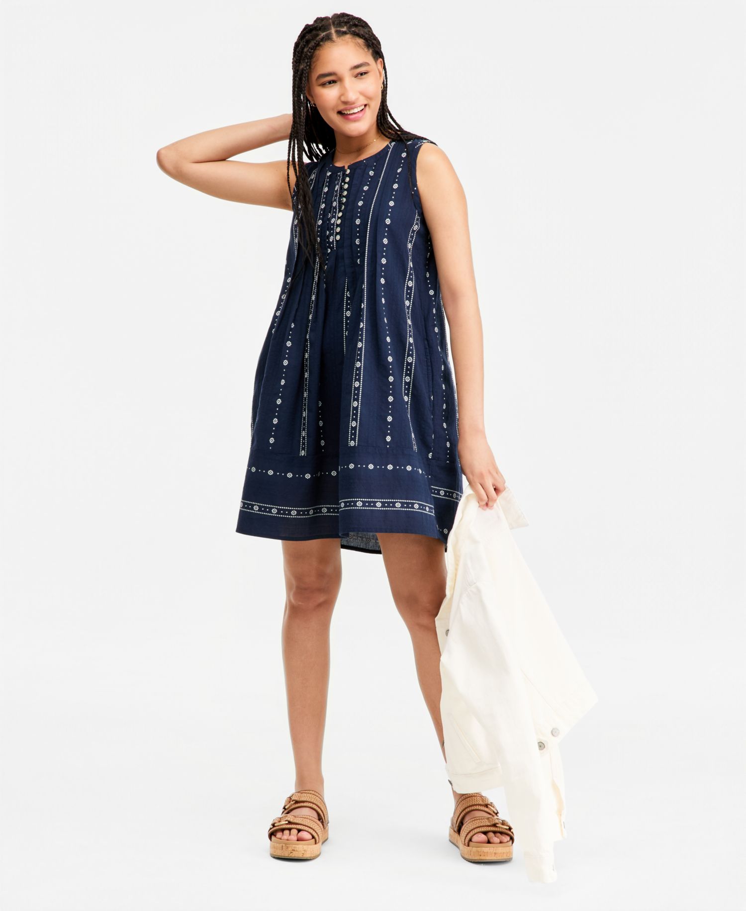 Women's Pintuck Sleeveless Mini Dress