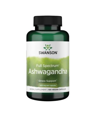Ashwagandha Root Powder Supplement, Stress Relief and Energy Support, Ayurvedic Natural Wellness, 450 mg, 100 Capsules