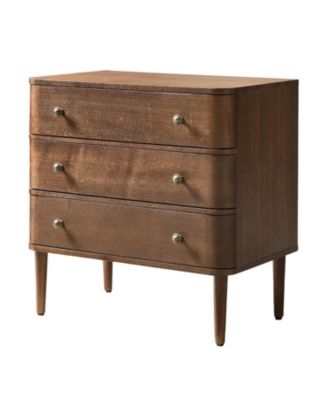 Cridford Modern 3-Drawer End Table and Curved Body with Solid Wood Legs Built-in Outlet