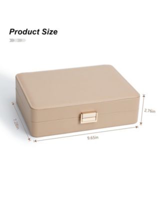 Leather Jewelry Box Elegant Small Chest Necklace Ring Earring Storage Portable Travel Home Use