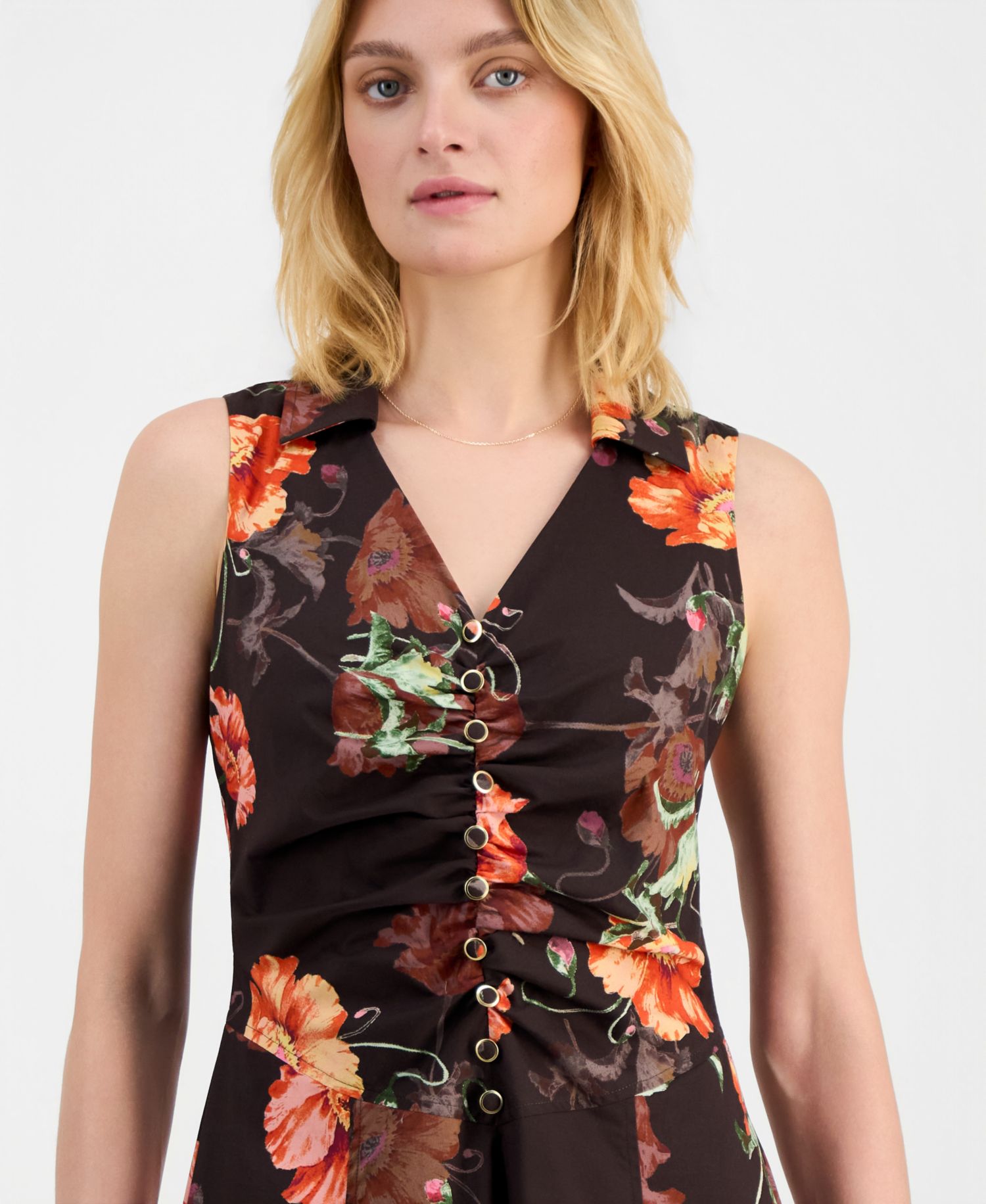 Women's Ruched-Front Sleeveless Dress