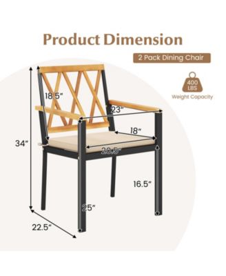 Patio Dining Chairs Set of 2 Metal Outdoor Chairs w/ Removable Padded Cushions