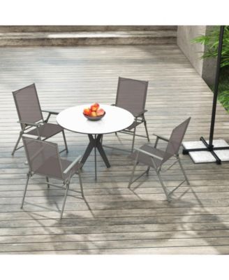 4PCS Patio Portable Metal Folding Chairs Dining Chair Set Poolside Garden