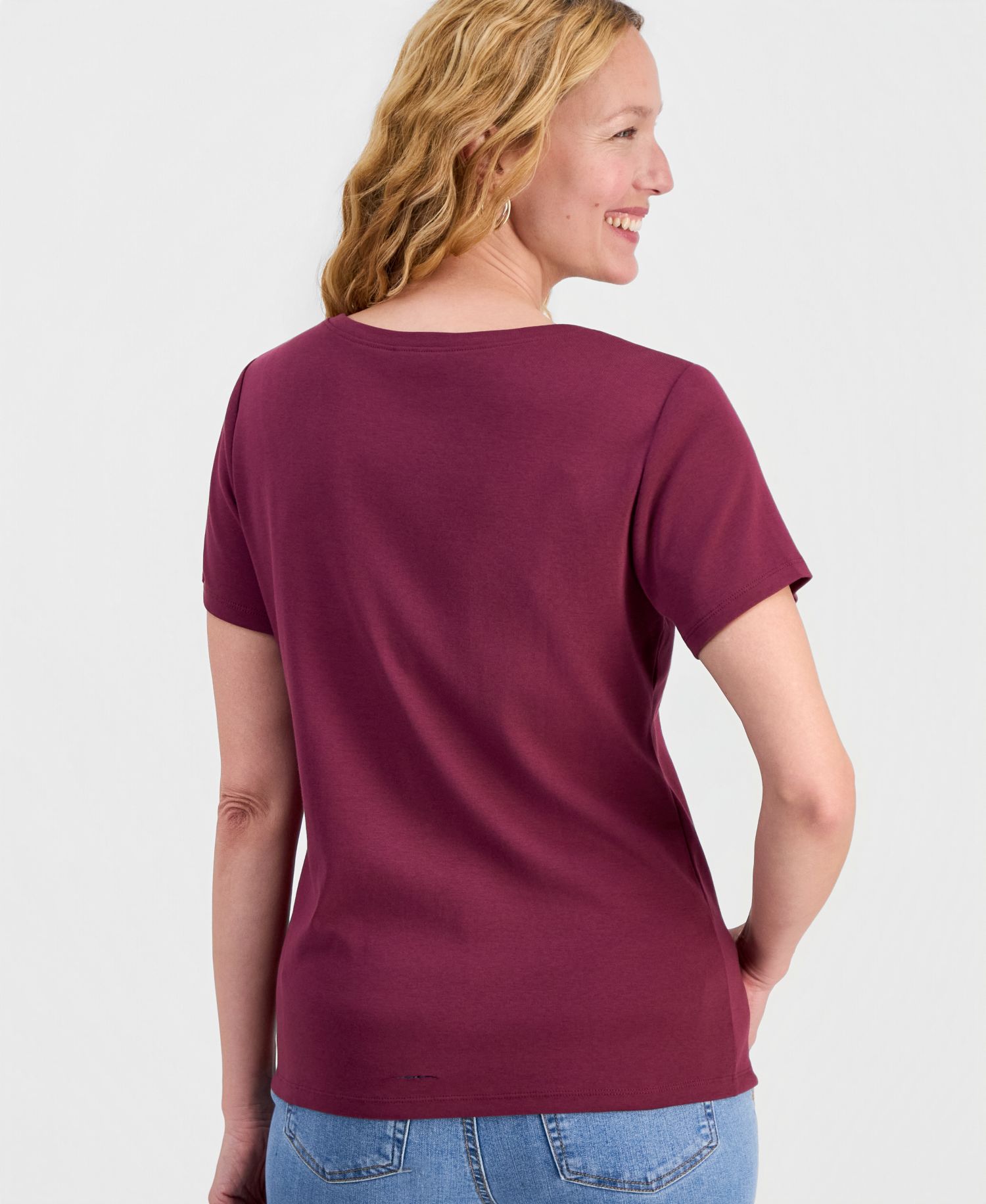 Women's Short-Sleeve Cotton Henley Top