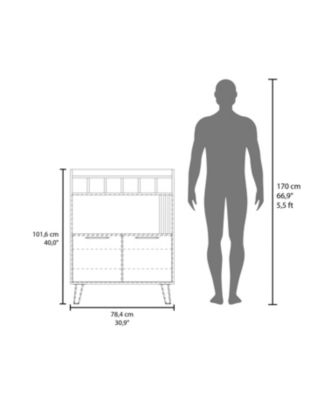 Wengue Bar Cabinet with Storage and Modern Conical Legs