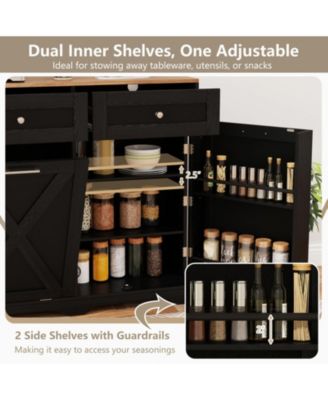 39.5 x 36 in Tilt-Out Trash Can Cabinet with Built-In Outlets and Adjustable Shelves