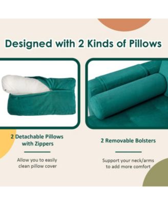 Modular Loveseat Sofa with 2 Bolsters and Side Storage Pocket