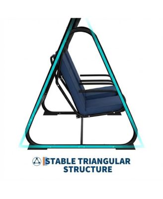 2 Person Patio Swing with Adjustable Canopy, Removable Cushions, Heavy Duty Steel Frame, Weather Resistant Design