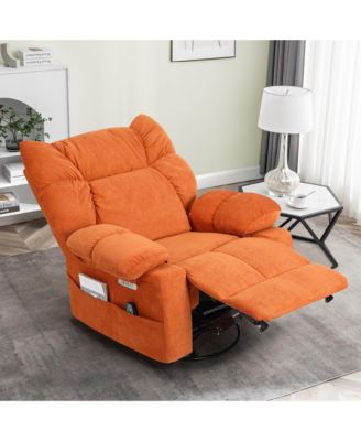 Swivel Power Recliner, Rocking Glider Chair with Massage & Heat