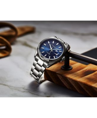 Мужские кварцевые часы Stuhrling Vanguard 4069, 42 мм, синий циферблат