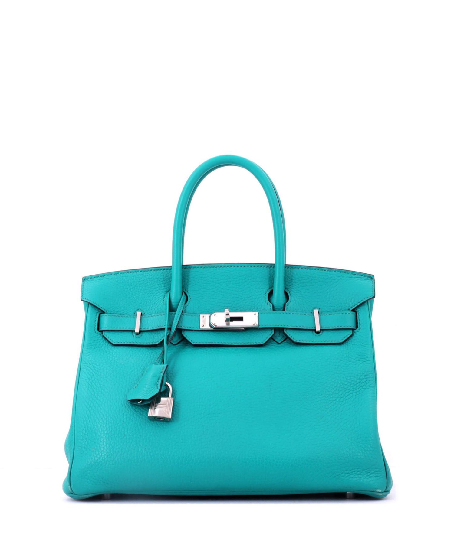 Birkin 30 Handbag Blue Clemence with Palladium Hardware