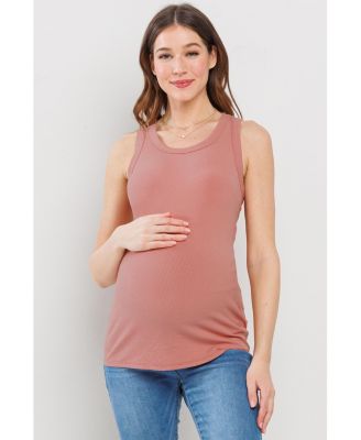 Maternity Fitted Ribbed Crewneck Tank Top
