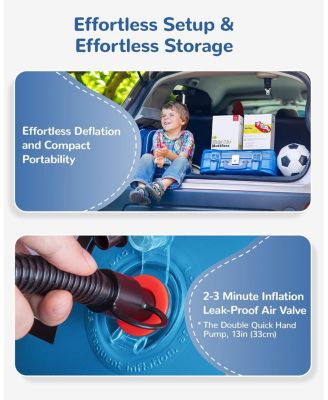 Inflatable Toddler Travel Bed with Sides, Portable Toddler Air Mattress for Travel and Home Use, Hand Pump Included