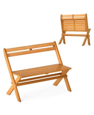 Two Person Acacia Wood Patio Garden Bench with High Capacity