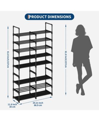 10 Tier Shoe Rack with Adjustable Fabric Shelves, Metal Frame, Slim Storage for Entryway and Bedroom