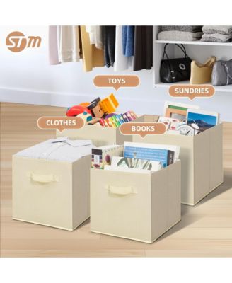 4 Pack Cubes Collapsible Bins Fabric Foldable Organization Closet Shelves Offices Toys