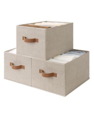 3 Piece Fabric Closet Organizer Storage Bin Foldable Shelf Basket