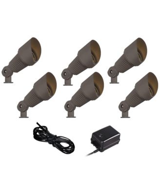 7 1/2" High Traditional 6-Piece Outdoor Landscape Spotlight Set Porch House LED Bulb Brown Bronze Finish Metal