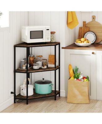 Corner Printer Stand 3-Tier with Charging Station