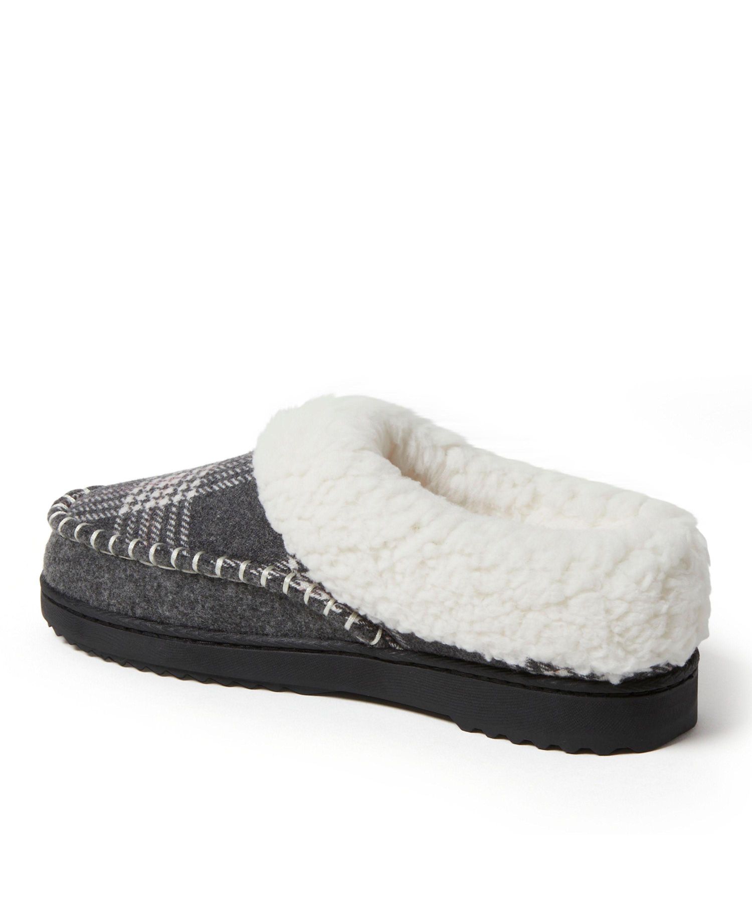 Women's Nyla Felted Plaid Moccasin Toe Clog House Shoe Slipper