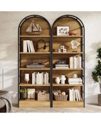 5 Tier Arched Bookcase, Industrial Open Book Shelves for Living Room, Freestanding Display Shelving Storage Rack