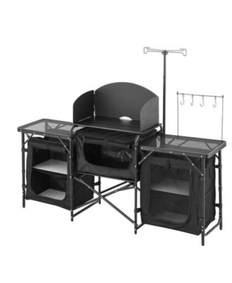 Portable Camping Kitchen Table Cook Station With Storage for BBQ and Picnic