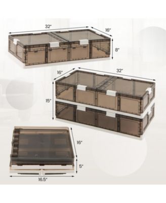 2-Pack Under-Bed Rolling Storage Containers with 44 lbs Capacity and Folding Design